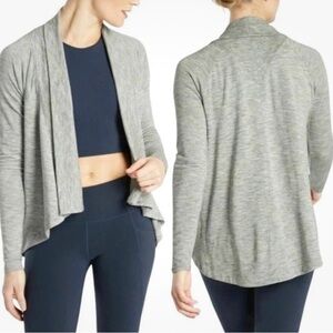 Athleta Nirvana Wear Two Ways Wrap Lg Yoga Athleisure Knit Workout Top Athletic